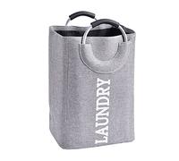 SOCOHOME Cesto Portabiancheria Pieghevole, Cesti Portabiancheria in Tessuto di Lino Addensato, Cesti Portabiancheria per Camera da Letto, Bagno (40L, Grigio Scuro) (Grigio, Grande)