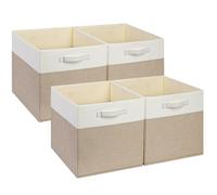 SOCOHOME Mangata Scatole portaoggetti 30 x 30 x 30 cm, cestini portaoggetti in tessuto per secchi, cesti, cassapanche, giocattoli (cachi chiaro/bianco, 4 pezzi)