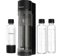 Sodapop Gorgogliatore Logan, con 2 bottiglie di vetro (850 & 600 ml) e 1 bottiglia in PET (850 ml), colore nero opaco, altezza 42,6 cm, senza cilindro CO₂