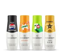 Sodastream 4 Concentrati Pepsi Max + Mirinda + 7up Free + Rockstar Zero ideali per realizzare rapidamente 9 litri di bevanda