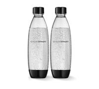 sodastream Bottiglie d'acqua sottili riutilizzabili da 1 litro, lavabili in lavastoviglie, confezione da 2 per acqua frizzante Spirit, Terra, Art e Source, per sapori, 2 x 1 litro, nero