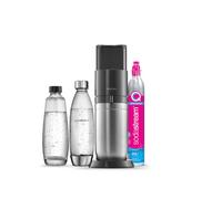 Sodastream Duo Macchina per acqua frizzante e soda per brocca in vetro | Confezione da 1 brocca in vetro da 1 l + 1 bottiglia da 1 l con finitura in acciaio inox per lavastoviglie + 1 clip di ricarica