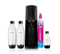 SodaStream Gasatore d’acqua Terra, include cilindro di Co2 per realizzare fino a 60 Litri di acqua frizzante inclusa due bottiglie da 1 L e una bottiglia da 0,5L lavabili in lavastoviglie, colore nero