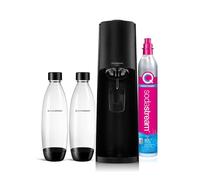 sodastream Gasatore Terra Value Pack Nero con 2 bottiglie fuse lavabili in lavastoviglie da 1L e 1 cilindro di CO2 Quick Connect per gasare fino a 60L