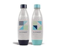 sodastream Set di 2 Bottiglie da 1 l per Acqua frizzante e Soda | Tecnologia Snap & Lock a Clip | Compatibile con lavastoviglie | Senza BPA | Dettagli Blu Scuro e Ciano