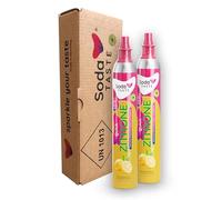 SodaTASTE Quick Limone CO2 - Set di 2 cilindri di ricambio per aeratore con sistema Quick Connect con aroma naturale di limone senza sciroppo, senza zucchero (attenzione: cilindro vuoto necessario)