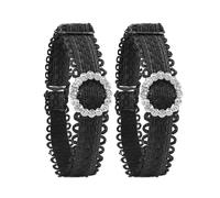 sodeber 1 paio di cinghie elastiche per scarpe per tacco alto, regolabili ed eleganti, con strass, fibbie per lacci delle scarpe, cinture anti allentamento, Nero Rotondo Y, Medium