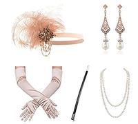 sodeber 1920s Flapper Party Costume Accessories for Women Vintage Rhinestones Headpiece Earring Makeup