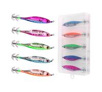 sodeber 2 1pc / 5pcs gamberetti Artificiali Esche Artificiali Attrezzatura da Pesca in Acqua salata Maschere Calamari Ganci Luminosi Esche dure Pesca per Calamari richiamo rapido lavello
