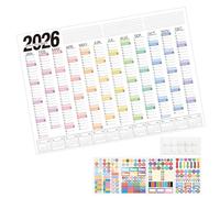 sodeber 2026 Full Year to View Calendar Planner Erasable Wall Mounted Yearly Dated 74x52.5cm for Home Recycled
