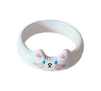sodeber Anelli unici a forma di gatto, eleganti gioielli a tema animale, fatti a mano, accessori per studenti e, Medio, Plastica/resina, Nessuna pietra preziosa