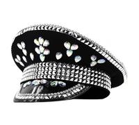 sodeber Bejeweled - Cappello da capitano da marinaio con cristalli, per discoteca, cocktail, feste, vacanze, scintillante