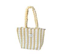 sodeber Borsa a tracolla delle donne di modo di disegno adorabile con la chiusura lampo della bolla del poliestere quotidiano - Shopping Street, Giallo Bianco 1, Medium