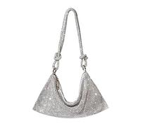 sodeber Borse Ascellare Borsa Frizione Catena Moderna Tote Zipper Borsa Alexander Sparkling, Argento S., Medium
