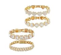 sodeber Bracciale a maglie scintillanti da 4 Bracciale alla Bracciale scintillante per feste Elegante da polso adatto per feste e cene Link