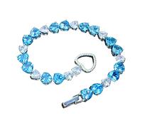 sodeber Bracciale con ciondoli a forma cuore imitazione naturale per bracciale con ciondoli topazio azzurro svizzero Braccialetti da donna lusso con fibbia Bracciale con topazio azzurro per donna