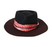 sodeber Cappello a tesa piatta per feste in maschera Gentleman Wool Jazz con cintura Costume da concerto per adulti