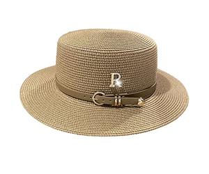 sodeber Cappello Panama in paglia a tesa larga piatto per donne Pork Pie Sunhat, Kaki KH, M