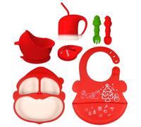 sodeber Christmas Children Silicone Dinnerware Set Plate Easy to Clean for Food