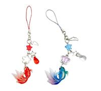 sodeber Ciondolo a forma di pesce con perline a forma di stella, design unico, in resina, realizzato a mano, adatto per borse, Medio, Resina, Nessuna pietra preziosa