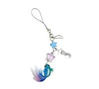 sodeber Ciondolo a forma di pesce con perline a forma di stella, design unico, in resina, realizzato a mano, adatto per borse, Medio, Resina, Nessuna pietra preziosa