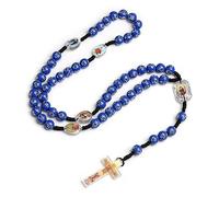 sodeber Collana con ciondolo croce Collana con rosario con croce cattolica Gioielli religiosi Crocifisso fatto a mano con perline plastica Rosario cattolico con perline plastica Unico durevole lunga