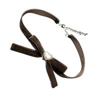 sodeber Collana girocollo con ciondolo a forma di cuore con fiocco, stile vintage, in velluto, accessorio fatto a mano per le donne