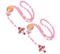 sodeber Collana rosario per bambini multifunzionale da 2 con pendente a croce e perline acriliche colorate per perline preghiera per bambini per la crescita spirituale