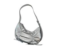 sodeber Coreano Cuoio DELL'UNITÀ di elaborazione Pieghettato Ascella Borsa Per Le Donne di Colore Solido A, Argento W, Medium