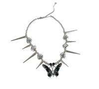 sodeber Edgy Punk Collana In Lega Esagerata Con Unico Farfalla Rivetto Regolabile Clavicola Catena Gioielli Per Trendsetters