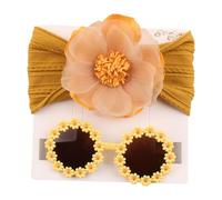 sodeber Fascia per capelli in nylon 0-3 anni ragazze occhiali da sole con fiore fascia set belle ragazze fotografia copricapo puntelli per bambino
