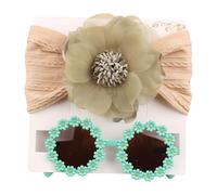 sodeber Fascia per capelli in nylon 0-3 anni ragazze occhiali da sole con fiore fascia set belle ragazze fotografia copricapo puntelli per bambino