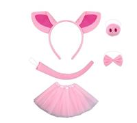 sodeber Halloween Piggy Costume Accessories Include Ear Headband Tail Bowtie Glove Skirt for Kid Boy Girl Cosplay