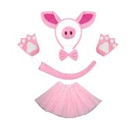 sodeber Halloween Piggy Costume Accessories Include Ear Headband Tail Bowtie Glove Skirt for Kid Boy Girl Cosplay
