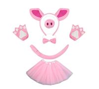 sodeber Halloween Piggy Costume Accessories Include Ear Headband Tail Bowtie Glove Skirt for Kid Boy Girl Cosplay