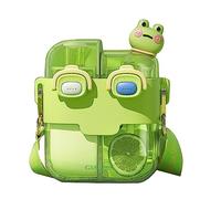 sodeber Large-capacity Water Bottle Double-bin Design Drinking Cartoon Print Straw Cup for Outdoor Indoor