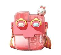 sodeber Large-capacity Water Bottle Double-bin Design Drinking Cartoon Print Straw Cup for Outdoor Indoor