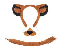 sodeber Lions Cosplay Set Dogs Ear Hair Hoop False Nose Brown Mesh Skirt Plush Tail Bowtie Headband for Halloween