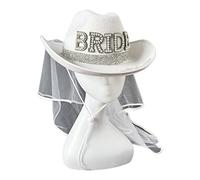 sodeber Pearl BRIDE Lettera Cowboy Cappello Matrimonio Cowgirl Mare Con Lungo Velo Bianco Abito Western Elegante