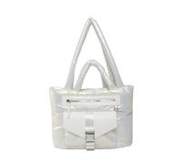 sodeber Pratica borsa a tracolla in nylon per le donne di grande capacità borsa trapuntata Puffer Bags pendolarismo e tempo libero, Bianco W, Medium