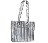 sodeber Pratica borsa in cotone con spaziosa borsa a tracolla imbottita borsa a spalla Puffer borsa ascellare adatta per vari, Argento S., Medium