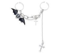 sodeber Punk Halloween Devil Double Women Rhinestones Crossed Chain New Year Costume Accessories Bat