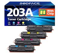 SODFACE 203A - Toner compatibile con HP 203X 203A per stampante Color Laserjet Pro MFP M281fdw M281fdn M280nw M254dw M254nw CF540A CF541A CF542A CF543A (nero, ciano, giallo, magenta, confezione da 4)