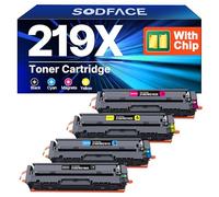 SODFACE 219X Toner con chip, compatibile con HP 219X 219A per stampante Color Laserjet Pro MFP 3302FDWG 3302SDWG 3302FDNG per W2190X W2191X W2192X (nero, ciano, giallo, magenta, confezione da 4)