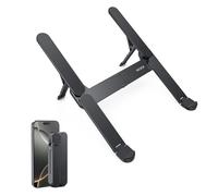 SODI Supporto PC Portatile, Porta Pc Portatile Pieghevole in Alluminio, 6 Livelli Regolabili, Tascabile, Robusto, Compatibile con MacBook Pro, Air, HP, Sony, Dell, Altri 10-16",Nero