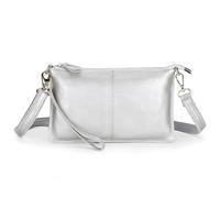 SODOLLEE Portafoglio Donna Con Borsa a Tracolla per Cellulare - Piccola Pochette in Vera Pelle Con Portamonete per Datazione e Shopping - Argento