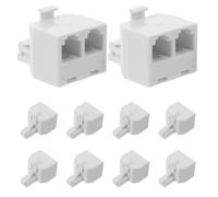 SOESFOUFU 10 Pezzi Adattatore Splitter Telefonico Rj11 6p4c Bianco Compatto in Plastica e Lega, Divisore Doppio Maschio a Due Femmine per Modem e Fax, per Casa e Ufficio