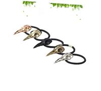 SOESFOUFU 10 Pezzi Fasce Elastiche per Chioma Teschio di Corvo in Lega e Gomma, Design 3d Realistico Vintage e Punk, Accessori per Feste Rave e Halloween