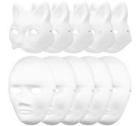 SOESFOUFU 10 Pezzi Maschera di Carta Bianca Creativa a Forma di Gatto per Feste in Maschera, Non Dipinta, Materiale Carta, per Coltivare L'immaginazione e Personalizzare
