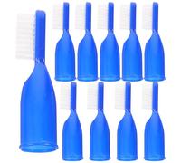 SOESFOUFU 10 Pezzi Spazzolini da Dito Mini, Design Compatto in Plastico Blu, Pratici e Leggeri la Pulizia dei Denti in Prigione